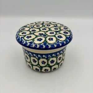 Boleslawiec Polish Pottery Peacock French Butter Bell Dish Poland Cottagecore